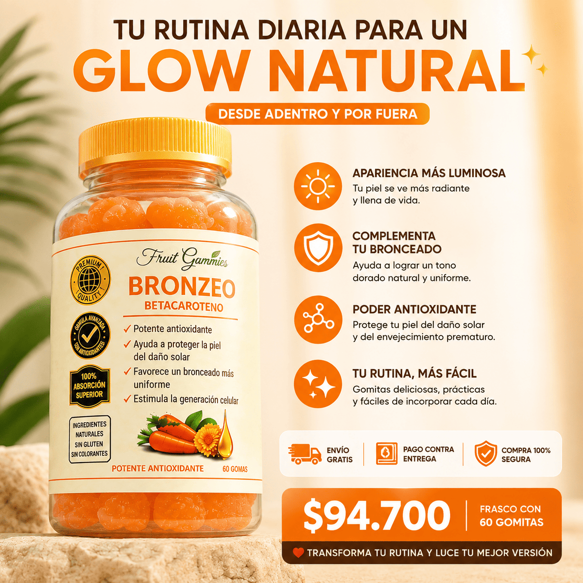 Rutina BRONZEO en 2 pasos - Gomitas + Spray