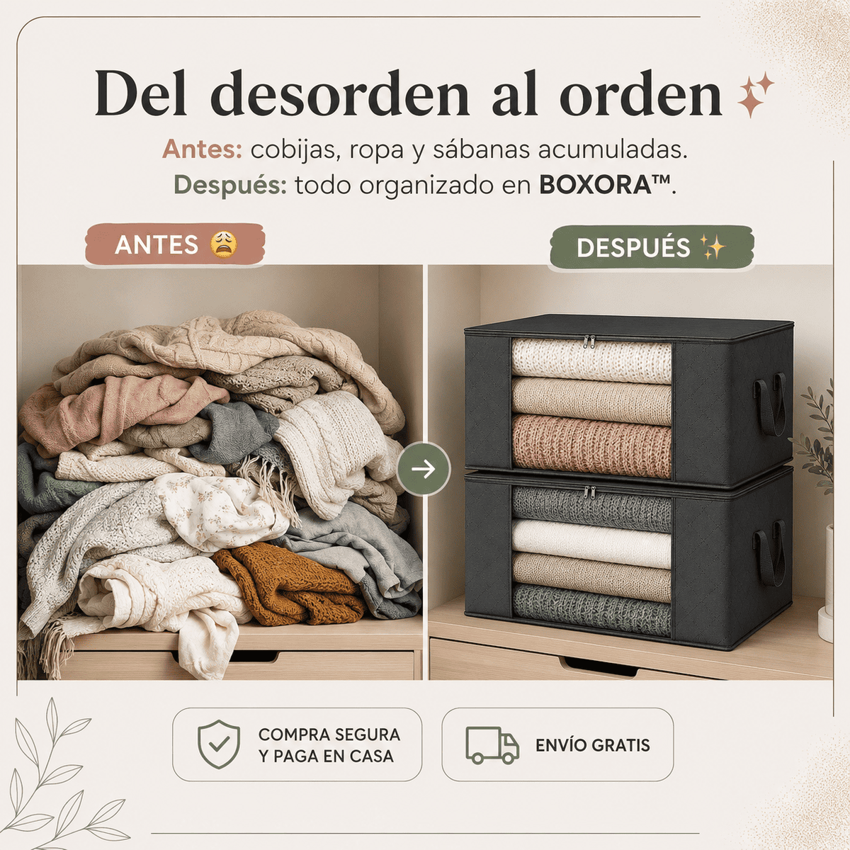 BOXORA™ - Cajas Organizadoras Plegables
