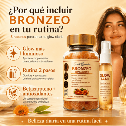 Rutina BRONZEO en 2 pasos - Gomitas + Spray
